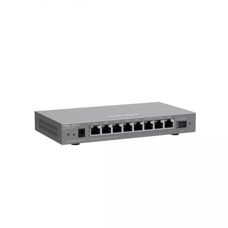 Ruijie Reyee RG-EG209GS 9 portu Gigabit maršrutētājs/kontrolieris ar pārvaldību mākonī, 8x GbE, 1x SFP, VPN