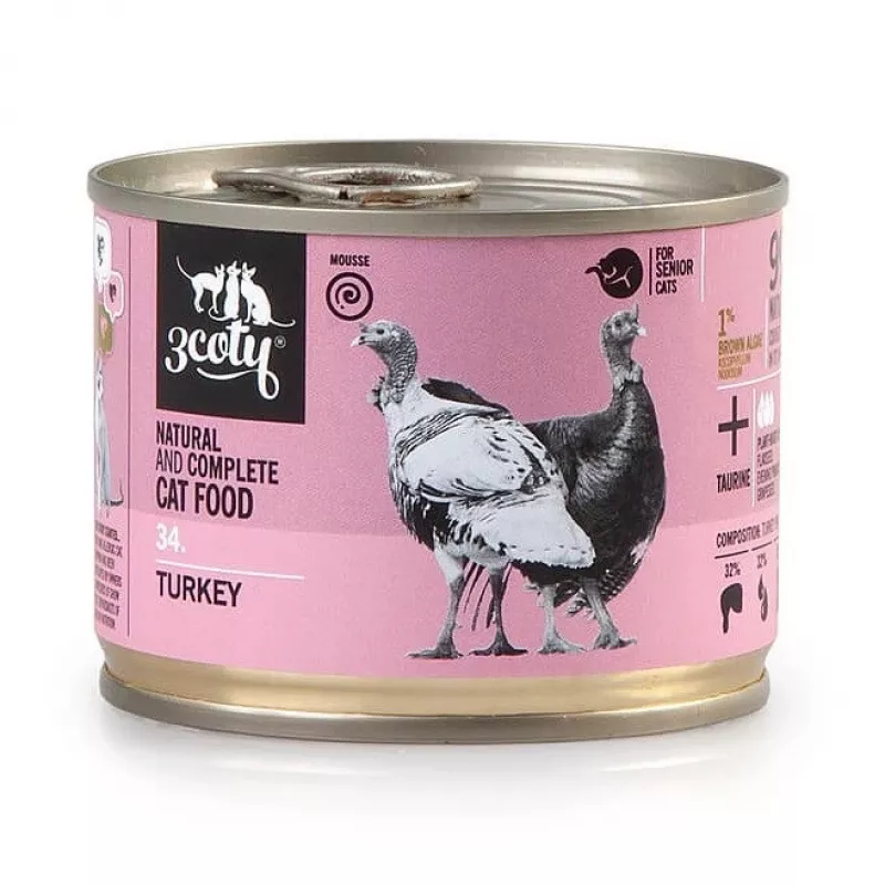 3COTY 34. Turkey Senior - mitrā barība kaķiem - 180g