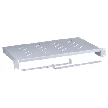 Rack plaukts LANBERG AK-1004-S — 1U 19 collu pelēks, 483 mm platums, 300 mm dziļums, 25 kg ietilpība