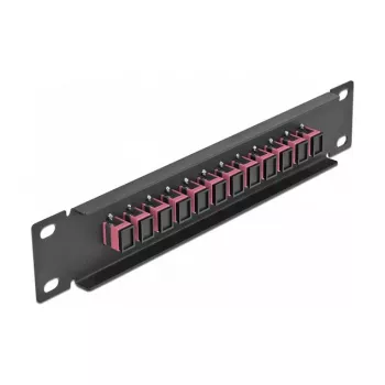 Šķiedru optikas sadales panelis DeLOCK 10 collu 12 portu SC Simplex violets 1U melns