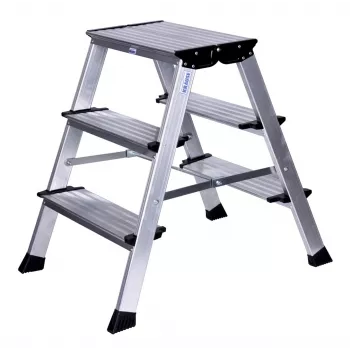 Kāpnes Krause 126030 — alumīnija 3-pakāpju, 65 cm max augstums, 6.1 kg, 500 mm platums