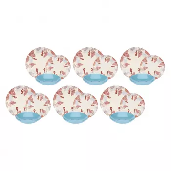 Vakariņu servīze Rose&Tulipani R18400TA18 6 personām, 18 daļu porcelāna komplekts