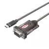 Unitek Y-1105K USB-C–RS-232 adapteris, 1,5 m, melnā krāsā