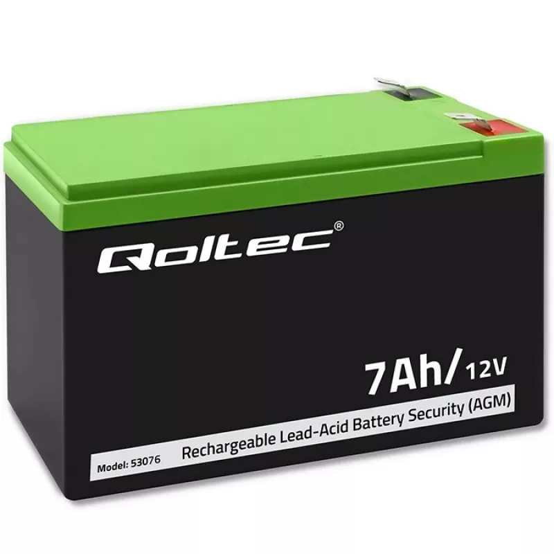 Qoltec 53076 AGM akumulators | 12V | 7Ah | Drošības sistēmām