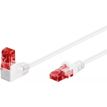 Goobay CAT 6 Patch Kabelis 1x 90° leņķis, U/UTP, Balts, 1 m - fiksators augšā, CCA vara maisījums (51522)