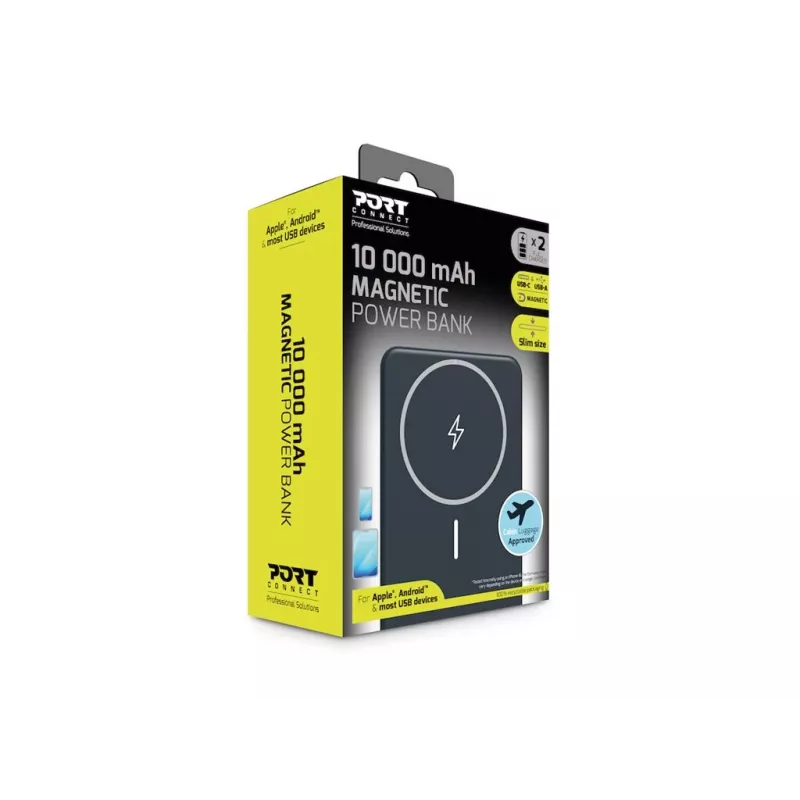 Port Designs 907005 10000 mAh bezvadu lādētājs Melns