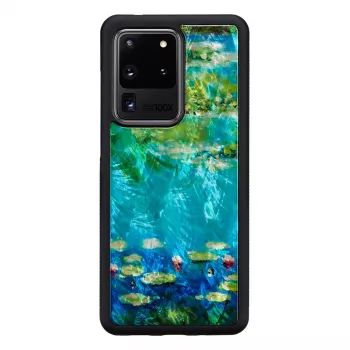Aizsargmaciņš iKins Samsung Galaxy S20 Ultra — melns ūdensrožu raksts