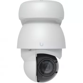 IP drošības kamera UBIQUITI UVC-AI-PTZ-W — AI PTZ industriāla sfēriska 3864×2160, 22× optiskais tālummaiņas, 360° rotācija, vadu, Siena/Stabs/Galds, balta