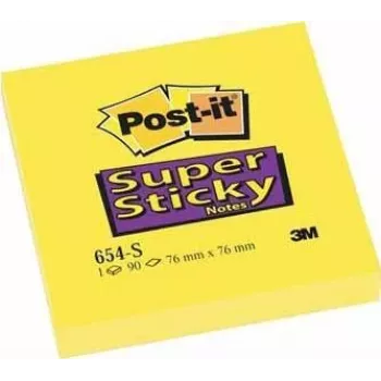 Post-It 654-S Lipīgās lapiņas kvadrātveida dzeltenas 90 loksnes (654-S6 (1 PACK = 12 bloki))