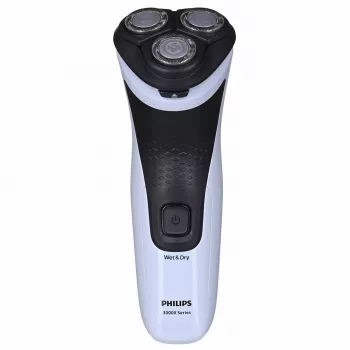 Elektriskais rotācijas skuveklis Philips 3000X Series X3003/00 — 3 galviņas, slapjai/sausai skūšanai, NiMH akumulators, 40 min darbība