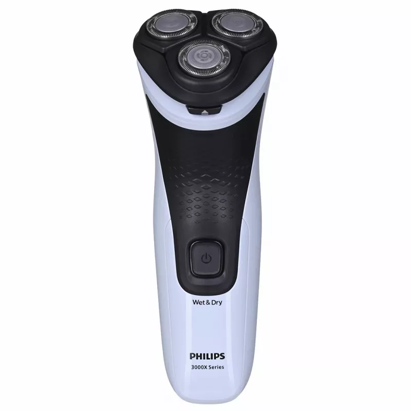 Elektriskais rotācijas skuveklis Philips 3000X Series X3003/00 — 3 galviņas, slapjai/sausai skūšanai, NiMH akumulators, 40 min darbība