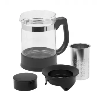 Resto Kitchenware 90512 tējkanna, viena tējkanna, 950 ml, melna, caurspīdīga