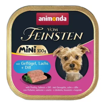 Slapjā suņu barība animonda Vom Feinsten Dill Poultry & Salmon 100 g trauciņš, bezgraudu, pieaugušiem mazām šķirnēm