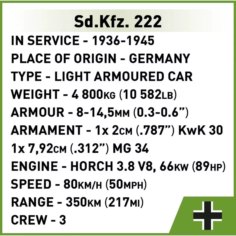 Cobi Bloķi Sd.Kfz 222 modelis COBI-2657 — 502 bloki