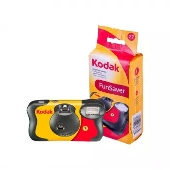 Kodak FunSaver vienreizējā kamera ar zibspuldzi, krāsu filma un zibspuldze, 27 fotoattēli, ISO 400