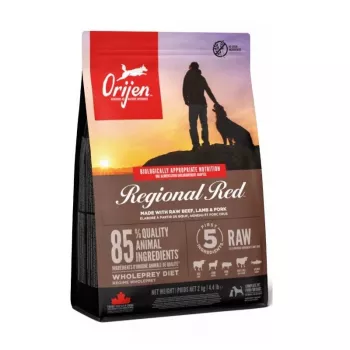 Orijen Regional Red 2 kg Pieaugušo suņu barība ar liellopu, jēra un cūkgaļu