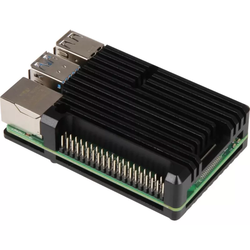 Joy-IT RB-AlucaseP4+07 Armor Case BLOCK melns alumīnija apvalks Raspberry Pi 4 B