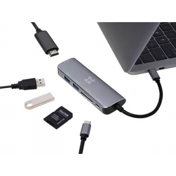 XWH-HUB6-13 XTREMEMAC TYPE-C HUB 6-porti Sudraba