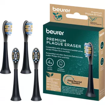 Beurer SC Premium Plaque Eraser Green Planet birstes galviņas, melnas, 4 iepakojumā