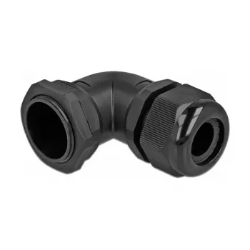 Kabeļa uzmava 90° leņķī DeLOCK PG29 melna