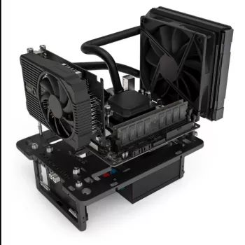 Streacom benchtable BC1 Mini V2 melns — kompakts pasīvi dzesēts atvērta rāmja korpuss