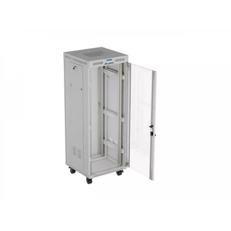LANBERG 19 collu 32U stāvošais skapis 600×600 mm pelēks ar perforētām durvīm un LCD (plakanā iepakojumā)