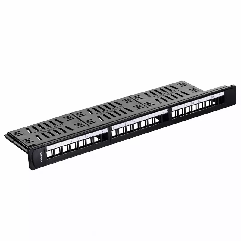 Patch panel 1U LANBERG PPKS-1124-B, 24 porti, 1U, ABS, melns, 482.6×44.5×154 mm