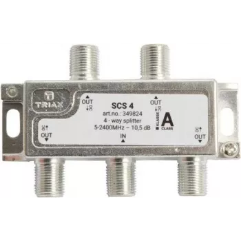 Triax SCS 4 - Kabeļu sadalītājs - 75 Ohm - 5 - 2400 MHz - Sudrabs - Balts - Sievišķais/Sievišķais - 11,5 dB (349824)