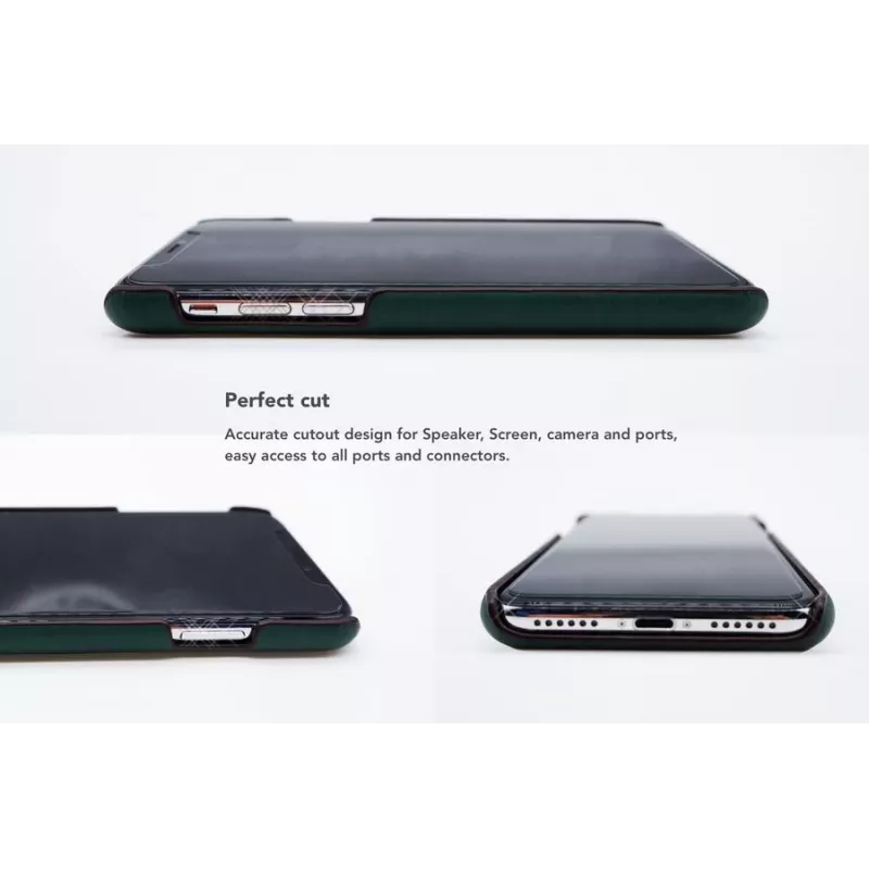 VixFox aizmugurējais vāciņš ar kabatiņu kartei iPhone X / XS, meža zaļš