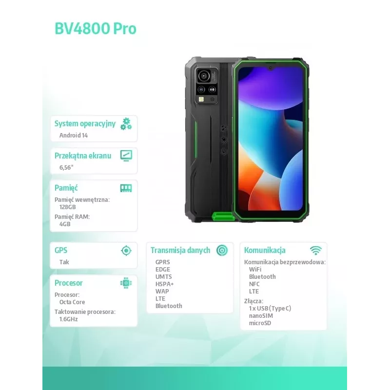 Viedtālrunis Blackview BV4800Pro 4GB/128GB Zaļš