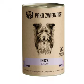 Slapjā suņu barība PAKA ZWIERZAKA Tītars un dzērvenes 400 g kārba, monoproteīns, bez lipekļa un sojas