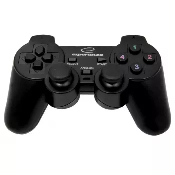 Spēļu kontrolieris ESPERANZA EG102 vadu USB 2.0, PC/PlayStation 3 atbalsts, D-pad, vibrācija, melns