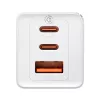Sienas lādētājs Baseus GaN5 Pro 65W — USB + 2×USB-C (QC3.0, PD3.0) ar 1m USB-C kabeli, balts