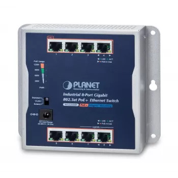 Nepārvaldāms slēdzis PLANET IP30 Industriālais 8-Portu Gigabit PoE+