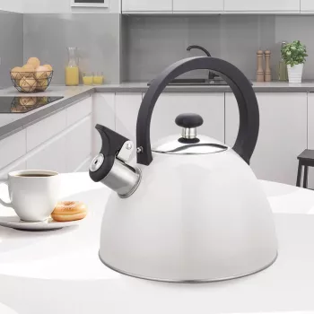 Elektriskā tējkanna Maestro MR-1302-WG 2,5 L, nerūsējošā tērauda korpuss, balta, eņģes svilpe