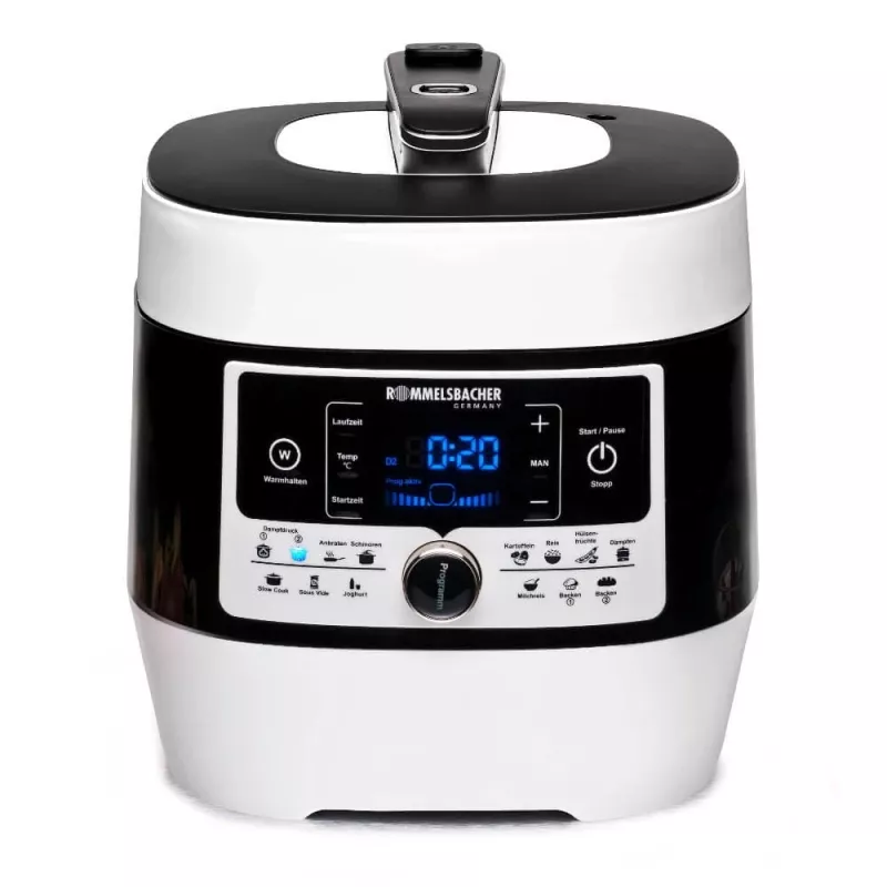 Rommelsbacher MD 1000 elektriskais spiediena katls – 4 L, 1000 W, 14 programmas, balts/melns