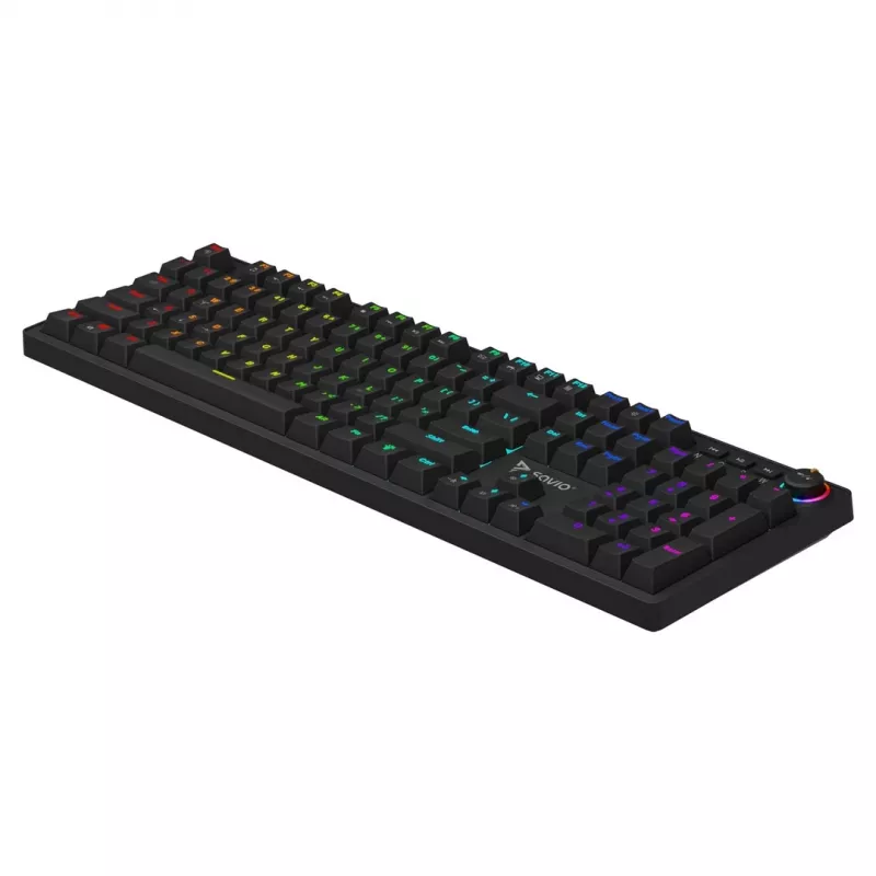 Mehāniskā spēļu tastatūra SAVIO STYX Outemu Blue Hot-Swap RGB USB QWERTY US International Melna 104 taustiņi