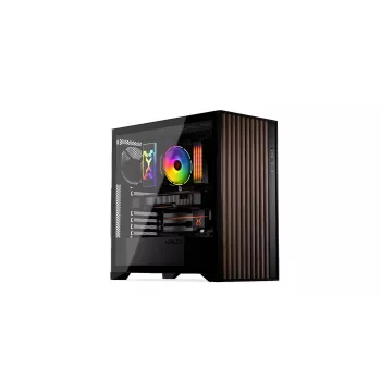 Datora korpuss KRUX Palum KRXD008 ATX Melns — 2x3.5 collu sloti, 2x2.5 collu sloti, 2x120 mm ventilatori, GPU līdz 39.5 cm