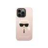 Karl Lagerfeld KLHMP14XSLKHLP cietais maciņš iPhone 14 Pro Max 6.7 collu gaiši rozā silikons ar Karla galvu un MagSafe