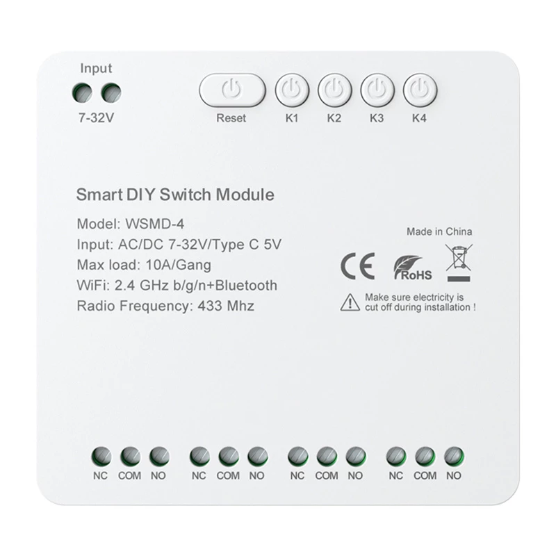 Avatto WSMD-4 32V viedais slēdža modulis — 4 kanālu 32V vadības modulis DIY projektiem