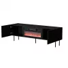 TV skapis Cama Meble LUCCA 180x40x59 cm, melns, ar elektrisko kamīnu