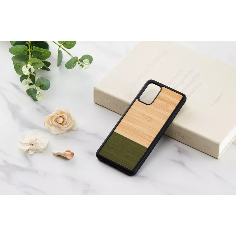 Vāciņš Man and Wood Samsung Galaxy S20+ — bambuss, meža melns