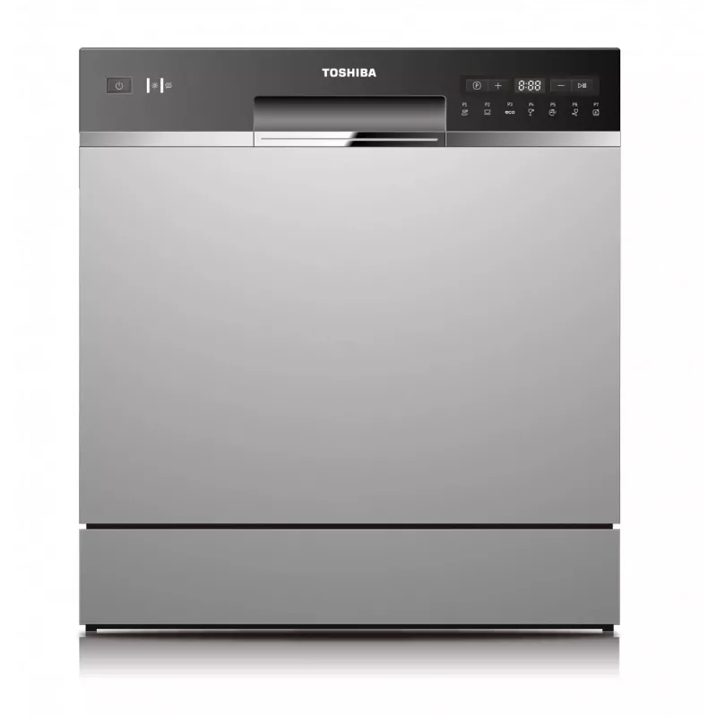 Iebūvējamā trauku mazgājamā mašīna Toshiba DW-08T2EE(S)-PL — 8 komplekti, F energoklase, 49 dB, 55×59×50 mm
