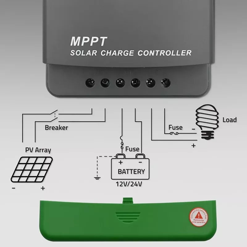 MPPT saules lādētājs QOLTEC 40A 12V/24V ar LCD displeju