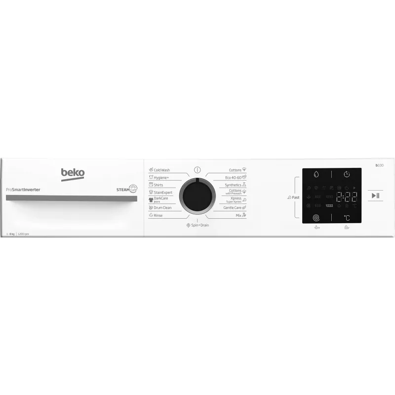 BEKO veļas mašīna BM1WFSU36233WB, 6 kg, Enerģijas klase B, 44.6 cm, 1200 apgr./min, invertora motors, Steam Cure