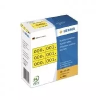 Ciparu etiķetes HERMA trīskārši pašlīmējošas 10x22 mm dzeltena/melna