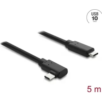 DELOCK aktīvs optiskais USB Type-C uz Type-C kabelis 10 Gbps, leņķa spraudņi, 5 m
