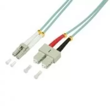 LogiLink optiskais patch kabelis SC daudzmodu (M) - LC daudzmodu (M), 1 m, OM3, 50/125 µm, halogēnsaturs brīvs, akvamarīns