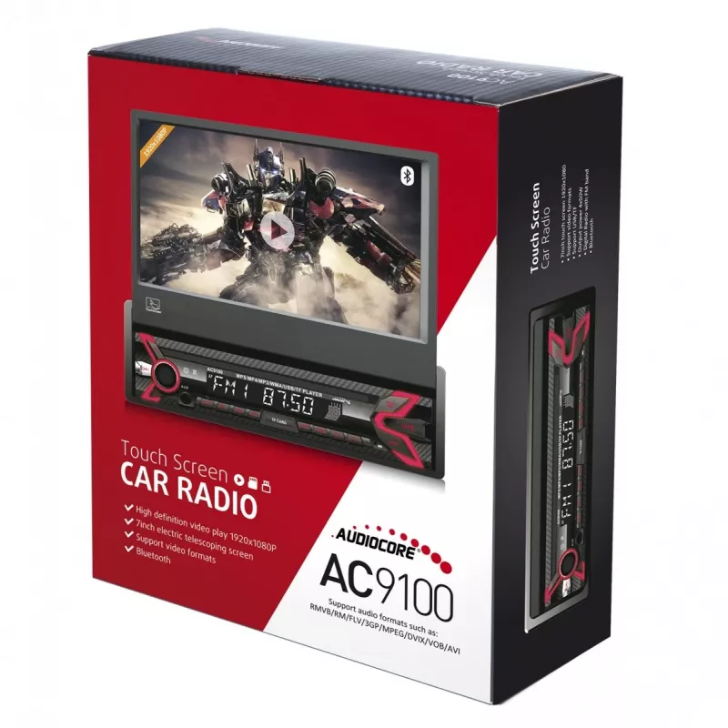Audiocore AC9100 radio automašīnai Digitālais Melns, Sarkans