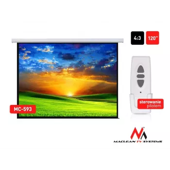 Elektrisks projekcijas ekrāns Maclean MC-593 ar tālvadību 120 inch 4:3 240x180 cm